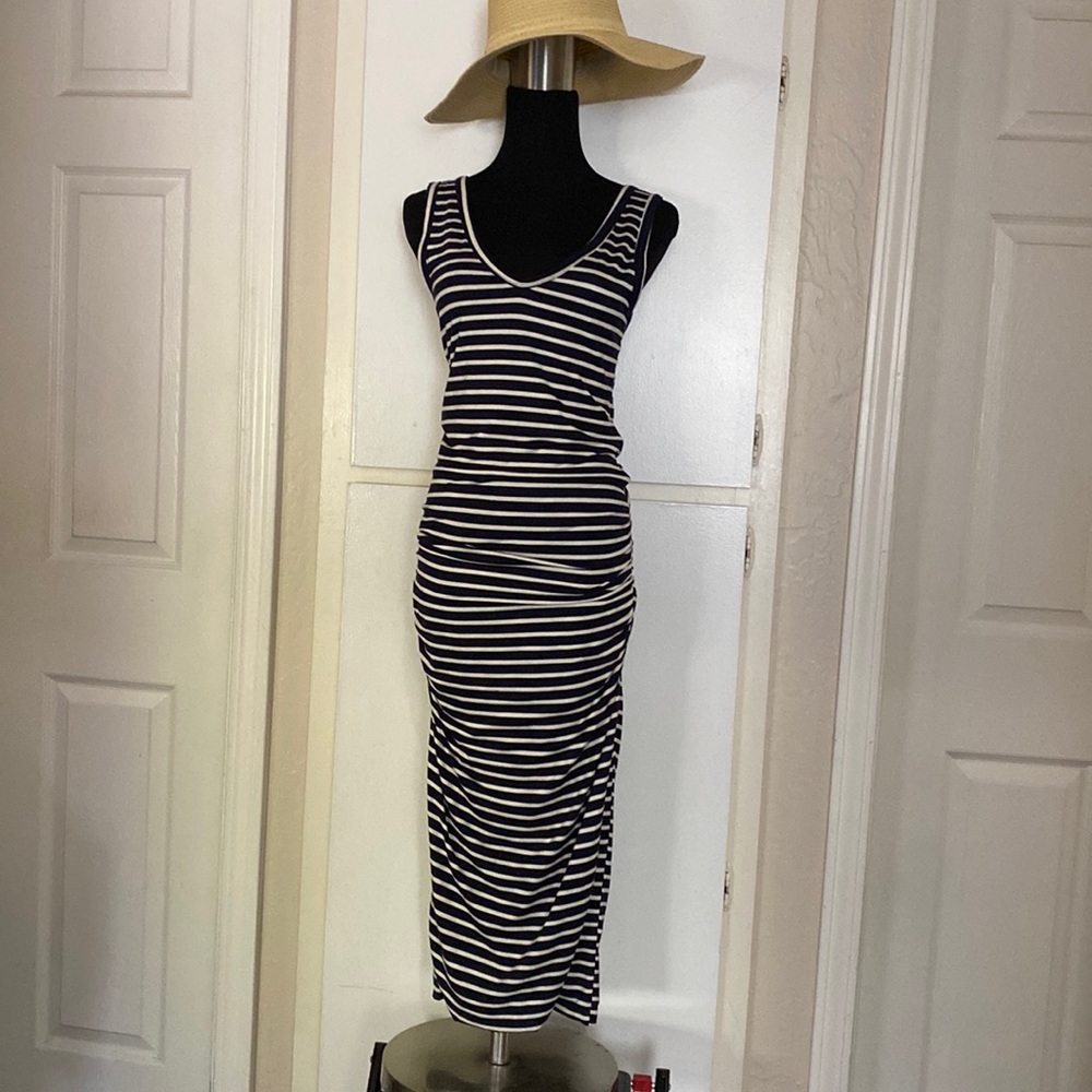 Bishop + Young Navy/White Striped “Alba” Midi Tank Dress (S)